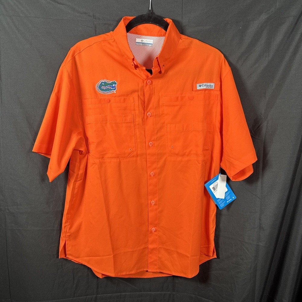 Columbia PFG NWT Florida Gators Button Up – UPF Fishing‎ Shirt – Orange